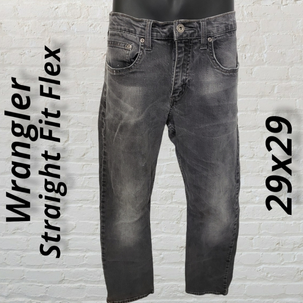 Wrangler Straight Fit Flex Faded Black Grey Jeans 29x29 GUC